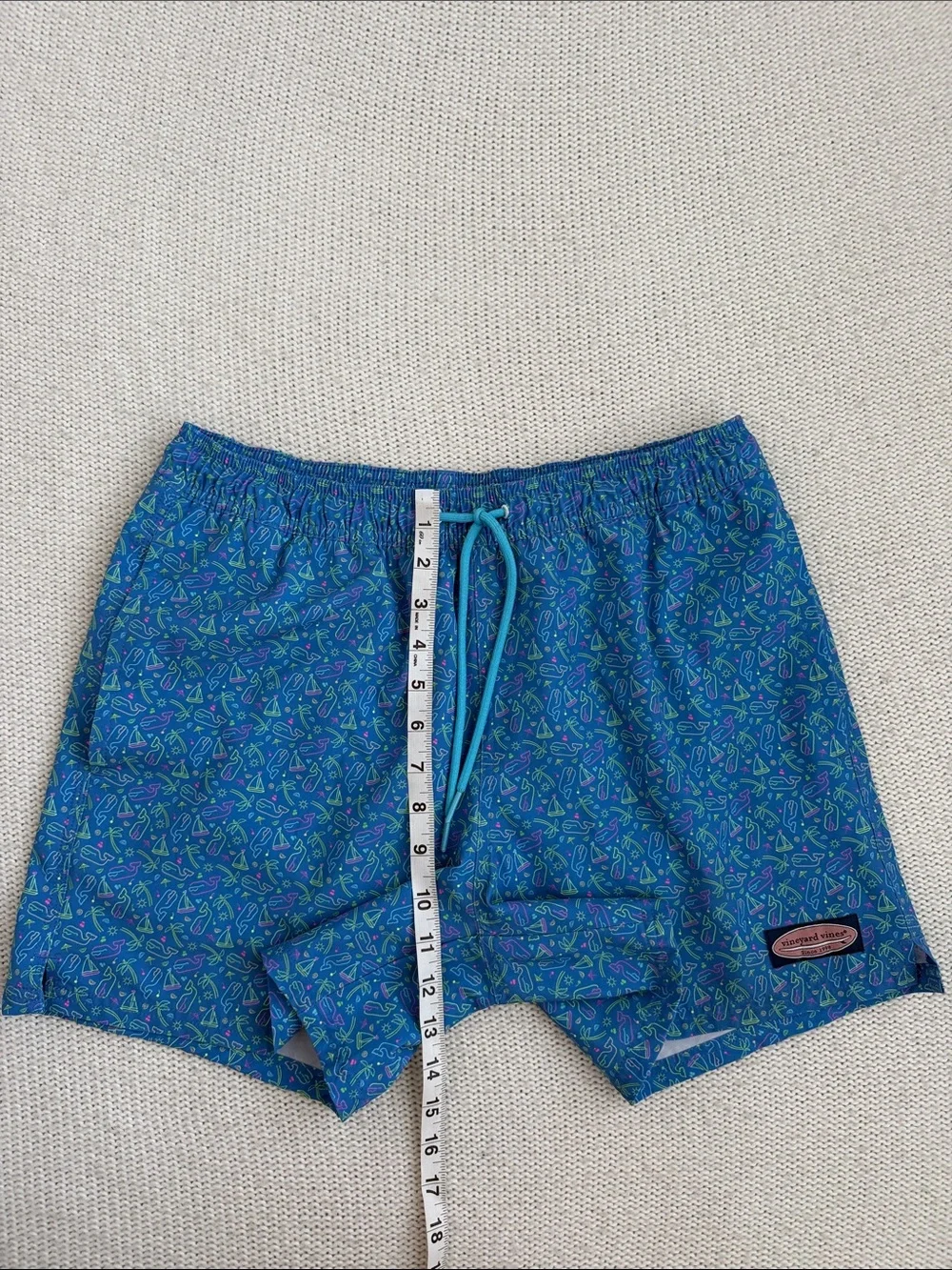 Vineyard Vines Chappy Swim Trunks Boat/Nautical Print Blue Size Small